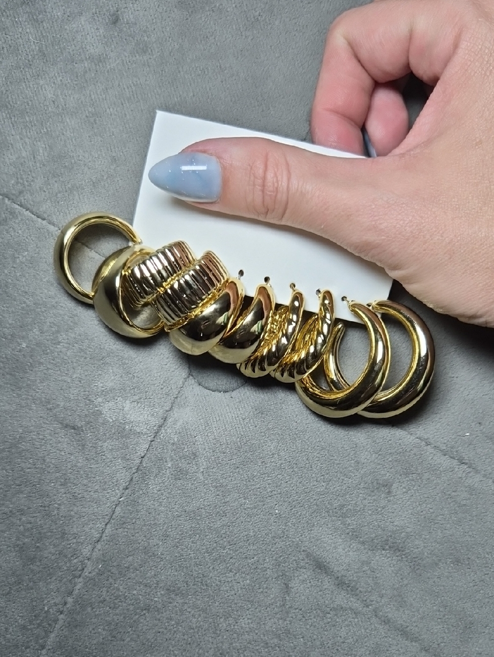 Gold Tone Chunky Hoop Earring Set Y2K Lightweight